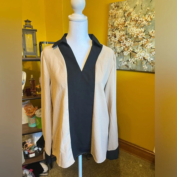 SHEIN Tops - 3/$15 Tan & Black Blouse l PTP 20